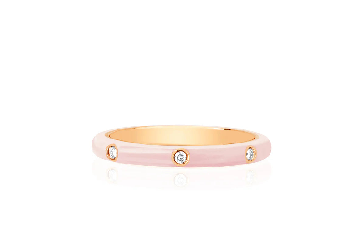 3 Diamond Enamel Stack Ring