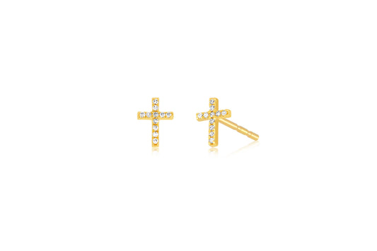Mini Diamond Cross Stud Earrings