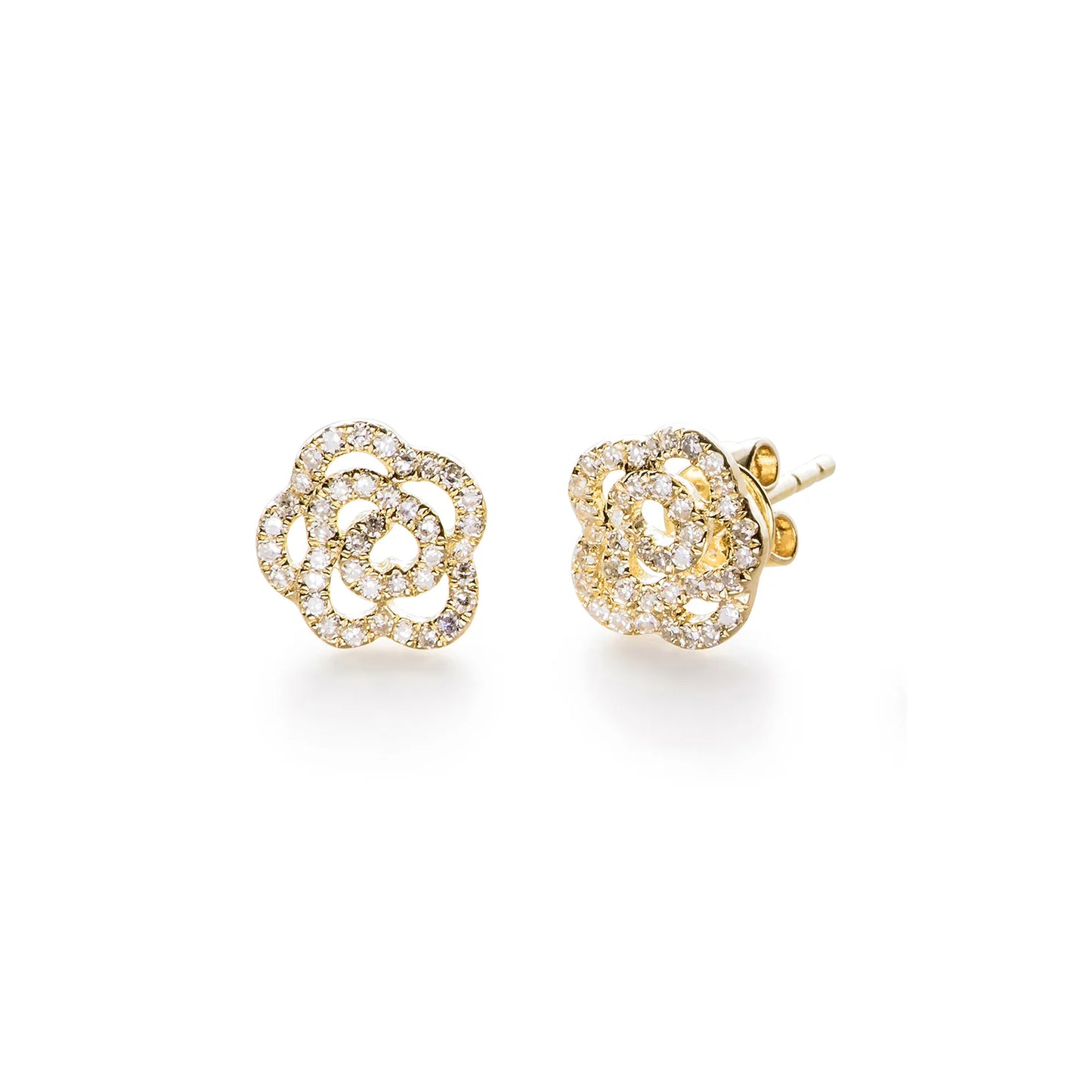 Diamond Rose Stud Earrings