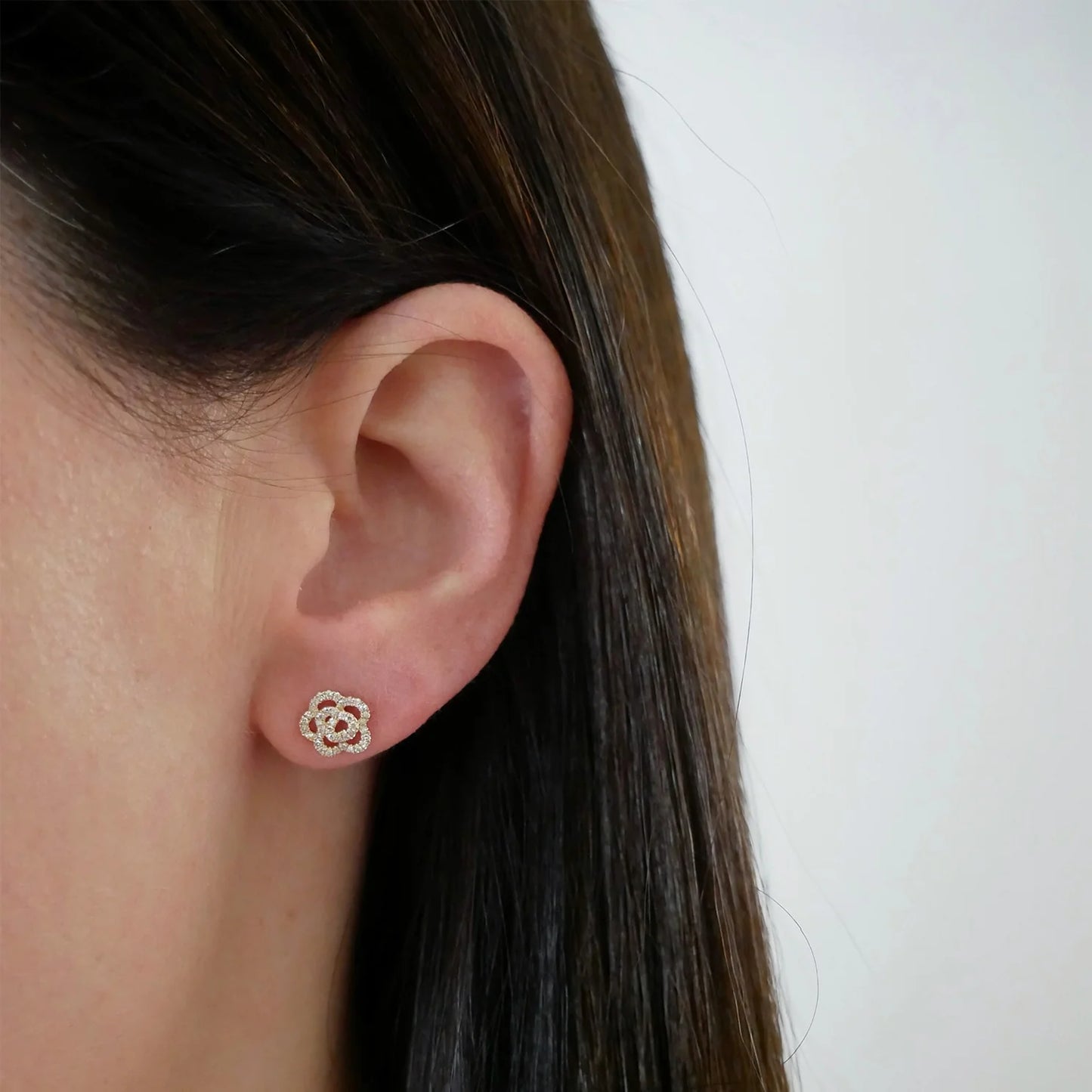 Diamond Rose Stud Earrings