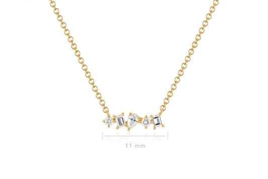 Diamond Multi Shape Mini Bar Necklace