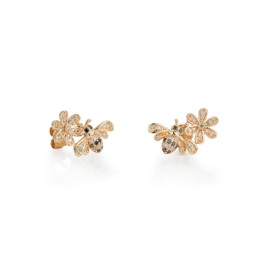 Bee Flower Diamond Earrings
