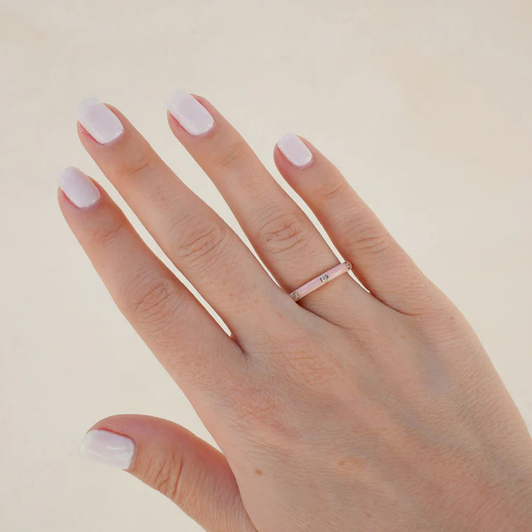 3 Diamond Enamel Stack Ring