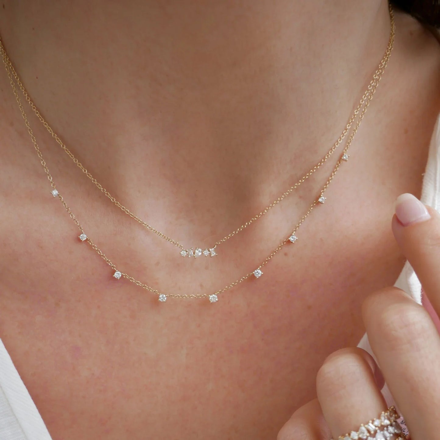 Diamond Multi Shape Mini Bar Necklace