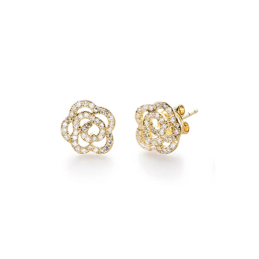 Diamond Rose Stud Earrings