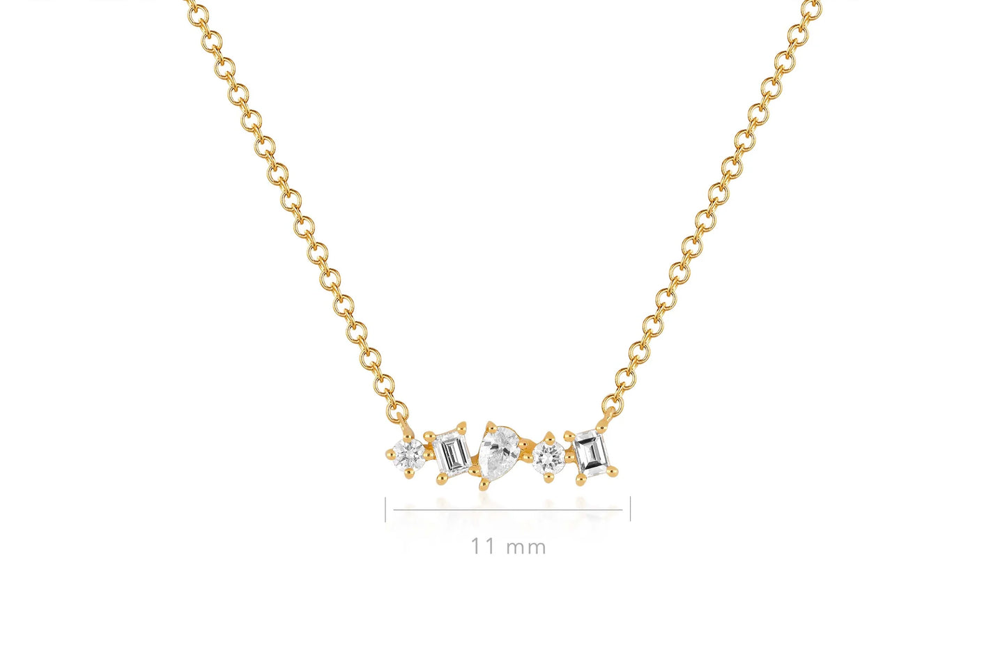 Diamond Multi Shape Mini Bar Necklace